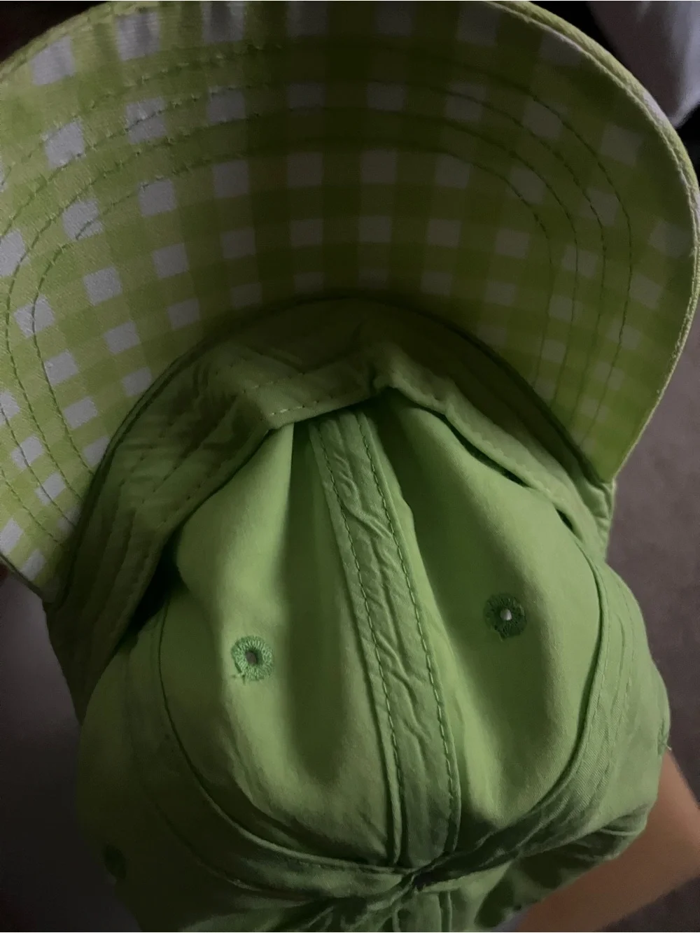 Roller Rabbit Remi Lime Green & White Gingham Cap